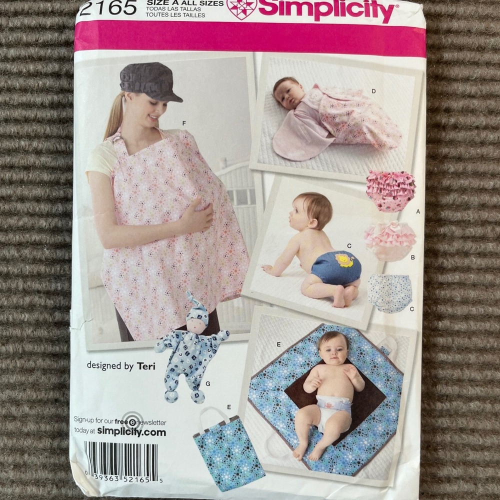 Simplicity 2165 Baby Accessories Sewing Pattern Diaper Cover Bunt Nursing Cover